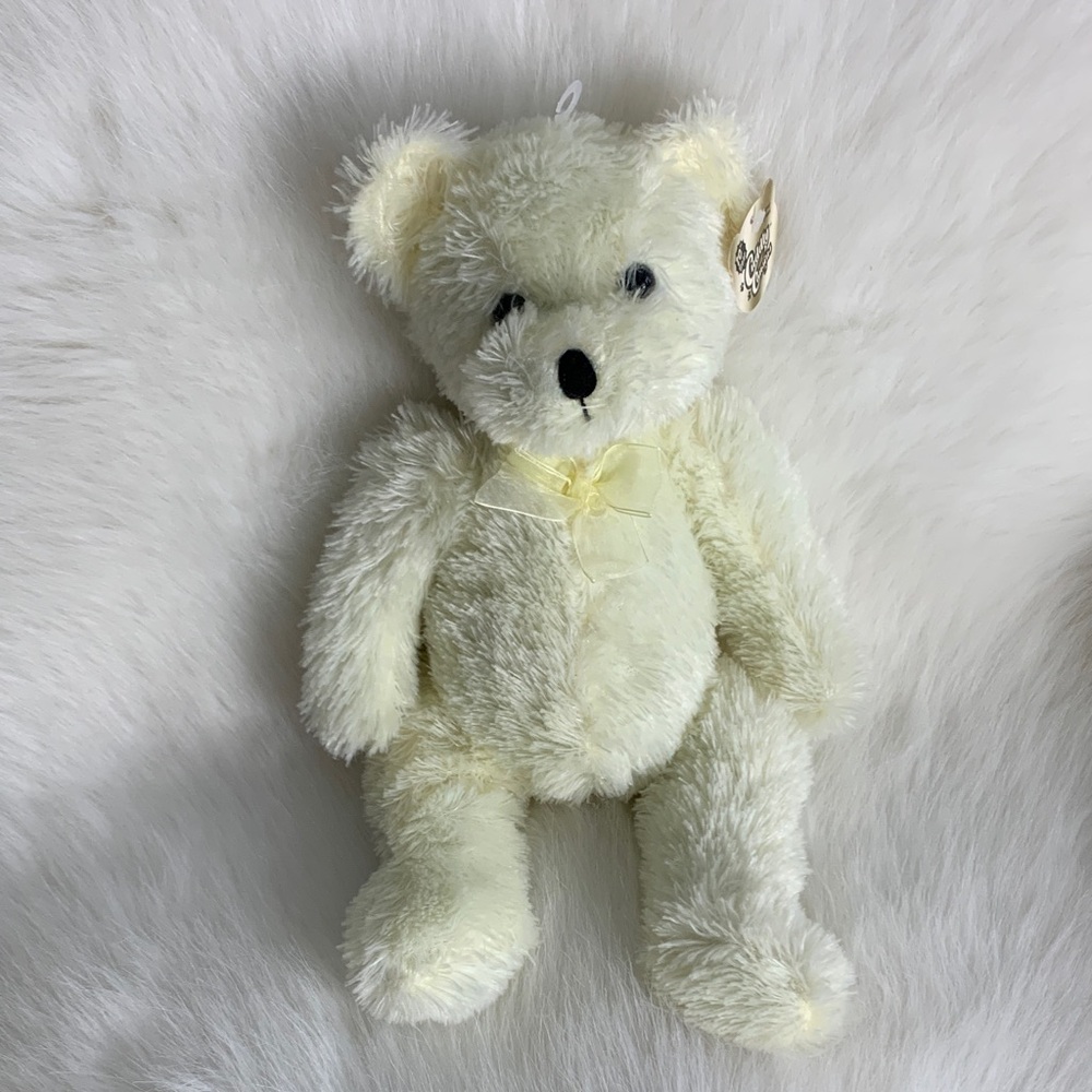 Charming Cream Plush Teddy Bear with Bow